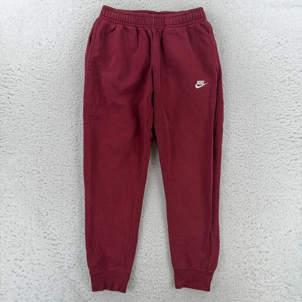 Nike Sweatpants Mens Medium Red Fleece Jogger Pants Elastic Waist BV2671-690